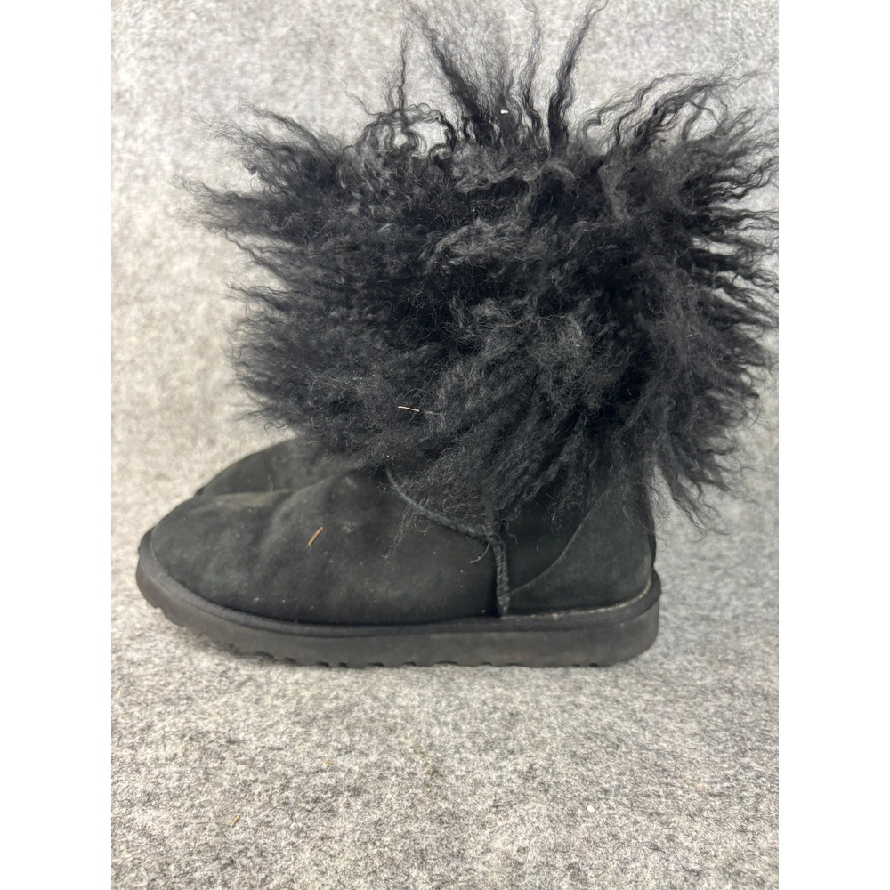 UGG Australia Boots Women Size 8 Black Mongolian Sheepskin Shaggy F19011F